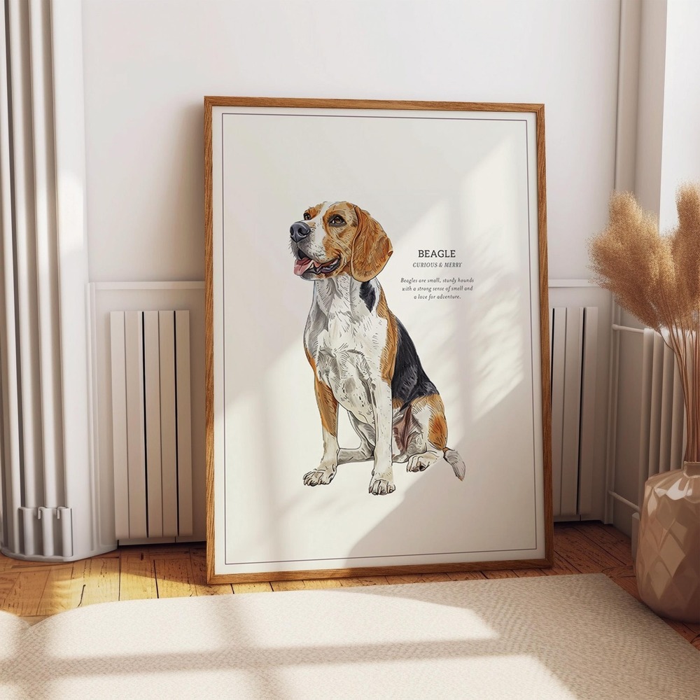 Beagle Portrait - Playful & Curious Dog Art Print Poster
